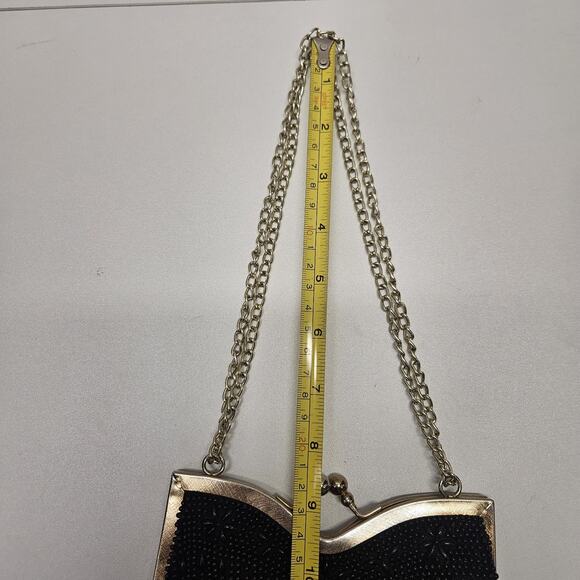 True Vintage 60s Raised Resin Bead Clutch Evening Bag Handbag Chain Handle